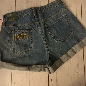 “HAPPY” high rise denim shorts